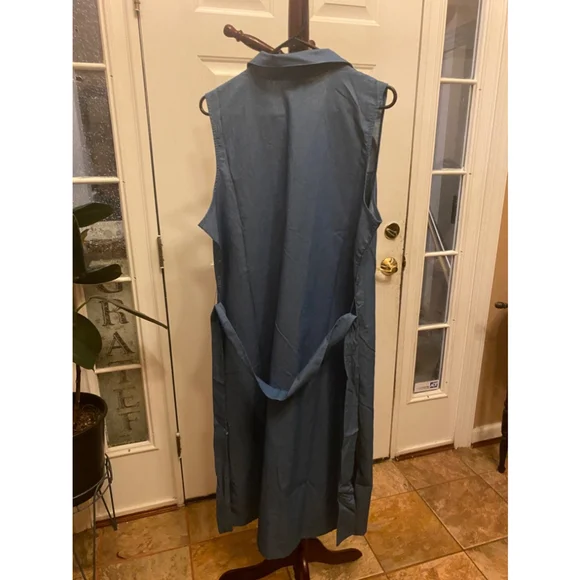 NY COLLECTION CHAMBRAY DENIM BUTTON DOWN DRESS SIZE 1X - Picture 6 of 6